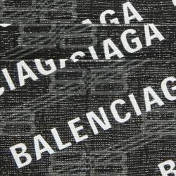 Pre Owned Balenciaga Black/White Printed Logo Leather Card Holder
