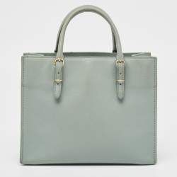 Pre Owned Balenciaga Light Green Leather Mini Papier A4 Tote