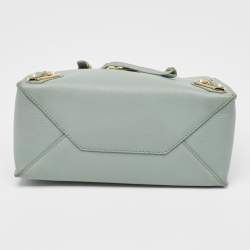 Pre Owned Balenciaga Light Green Leather Mini Papier A4 Tote