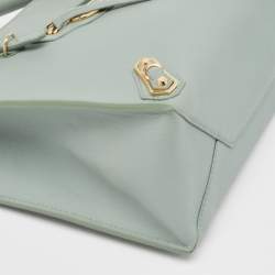 Pre Owned Balenciaga Light Green Leather Mini Papier A4 Tote