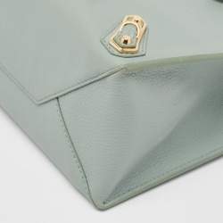 Pre Owned Balenciaga Light Green Leather Mini Papier A4 Tote