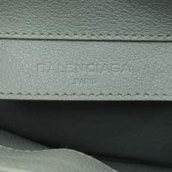 Pre Owned Balenciaga Light Green Leather Mini Papier A4 Tote