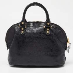 Pre Owned Balenciaga Black Leather RGH Bowler Bag