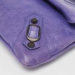Pre Owned Balenciaga Purple Leather RH Envelope Clutch