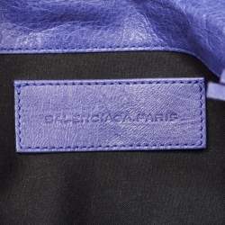 Pre Owned Balenciaga Purple Leather RH Envelope Clutch