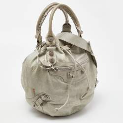 Balenciaga Argent Leather GSH Pompon Hobo