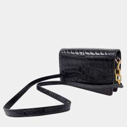 Balenciaga Black Patterned Leather Small Rock Crossbody Bag