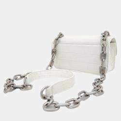 Balenciaga White Patterned Leather XS Gossip Shoulder Bag