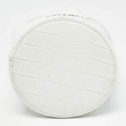 Pre Owned Balenciaga White Croc Embossed Leather XS Everyday Bucket Bag