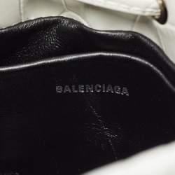 Pre Owned Balenciaga White Croc Embossed Leather XS Everyday Bucket Bag