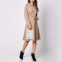 Pre Owned Balenciaga White Croc Embossed Leather XS Everyday Bucket Bag