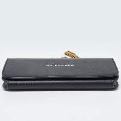 Balenciaga Black Leather Everyday Wallet on Chain