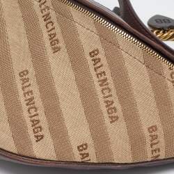 Balenciaga Beige/Brown Canvas and Leather Souvenir Belt Bag