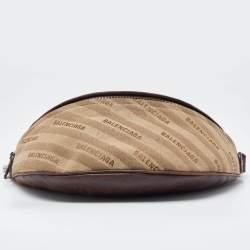 Balenciaga Beige/Brown Canvas and Leather Souvenir Belt Bag