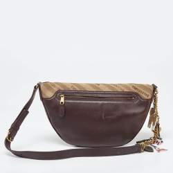 Balenciaga Beige/Brown Canvas and Leather Souvenir Belt Bag