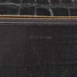 مملوكة مسبقًا Balenciaga Black Croc Embossed Leather Small Gossip Shoulder Bag