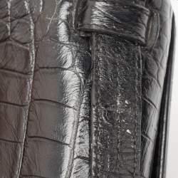 مملوكة مسبقًا Balenciaga Black Croc Embossed Leather Small Gossip Shoulder Bag