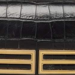 مملوكة مسبقًا Balenciaga Black Croc Embossed Leather Small Gossip Shoulder Bag