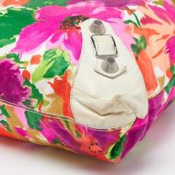 Pre Owned Balenciaga Multicolor Printed Nylon and Leather GSH Brief Bag