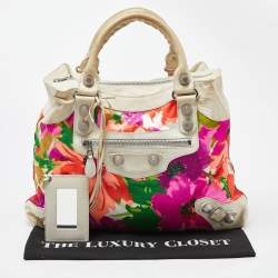 Pre Owned Balenciaga Multicolor Printed Nylon and Leather GSH Brief Bag