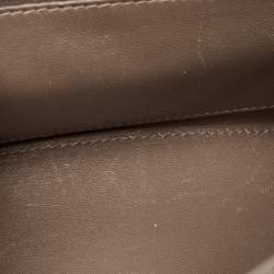 Pre Owned Balenciaga Dark Beige Croc Embossed Leather Small Hourglass Top Handle Bag