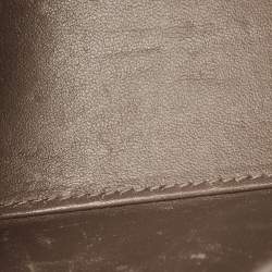 Pre Owned Balenciaga Dark Beige Croc Embossed Leather Small Hourglass Top Handle Bag