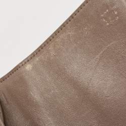 Pre Owned Balenciaga Dark Beige Croc Embossed Leather Small Hourglass Top Handle Bag