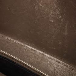 Pre Owned Balenciaga Dark Beige Croc Embossed Leather Small Hourglass Top Handle Bag