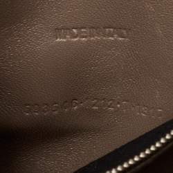 Pre Owned Balenciaga Dark Beige Croc Embossed Leather Small Hourglass Top Handle Bag