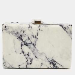 Balenciaga Off White/Black Marble Leather Le Dix Minaudiere Box Clutch 