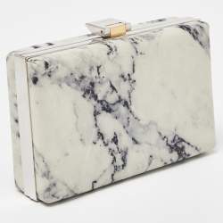 Balenciaga Off White/Black Marble Leather Le Dix Minaudiere Box Clutch 