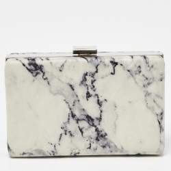 Balenciaga Off White/Black Marble Leather Le Dix Minaudiere Box Clutch 