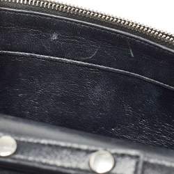 Pre Owned Balenciaga Black Croc Embossed Leather Ville Chain Clutch