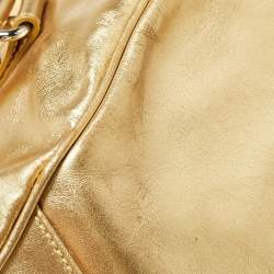 Pre Owned Balenciaga Metallic Gold Leather Bowling MM Bag