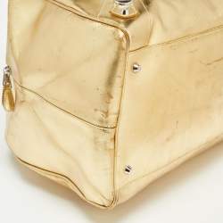 Pre Owned Balenciaga Metallic Gold Leather Bowling MM Bag