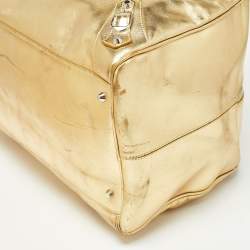 Pre Owned Balenciaga Metallic Gold Leather Bowling MM Bag