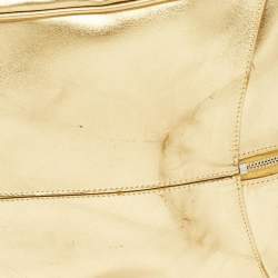 Pre Owned Balenciaga Metallic Gold Leather Bowling MM Bag