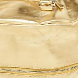 Pre Owned Balenciaga Metallic Gold Leather Bowling MM Bag
