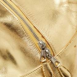 Pre Owned Balenciaga Metallic Gold Leather Bowling MM Bag
