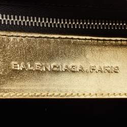 Pre Owned Balenciaga Metallic Gold Leather Bowling MM Bag