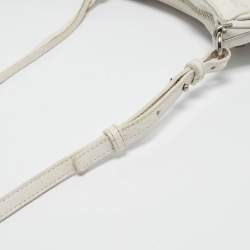 Pre Owned Balenciaga White Croc Embossed Leather Mini Le Cagole Shoulder Bag