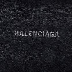 Pre Owned Balenciaga Black Croc Embossed Leather XS Hourglass Top Handle Bag