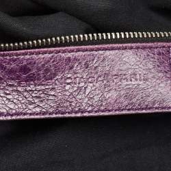 Pre Owned Balenciaga Purple Leather RTT GSH Bag