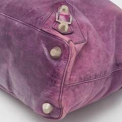 Pre Owned Balenciaga Purple Leather RTT GSH Bag