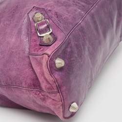 Pre Owned Balenciaga Purple Leather RTT GSH Bag