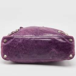 Pre Owned Balenciaga Purple Leather RTT GSH Bag