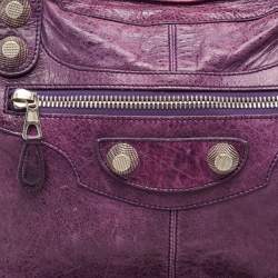 Pre Owned Balenciaga Purple Leather RTT GSH Bag