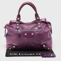 Pre Owned Balenciaga Purple Leather RTT GSH Bag