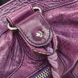 Pre Owned Balenciaga Purple Leather RTT GSH Bag