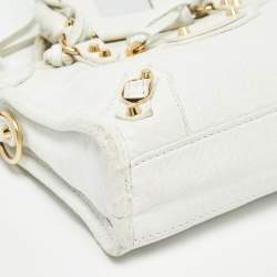 مملوكة مسبقًا Balenciaga White Leather Nano Classic City Tote